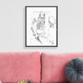 Tekening van twee cowboys & een cowgirl canvas afdruk (Insitu (Woonkamer))