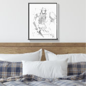 Tekening van twee cowboys & een cowgirl canvas afdruk (Insitu (Slaapkamer))