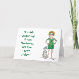 Tekening van Verzekerde Jonge Vrouw vriendelijk ad Feestdagen Kaart