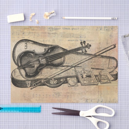 tekening van Violin op blad Muziekontkoppeling Tissuepapier (Craft)