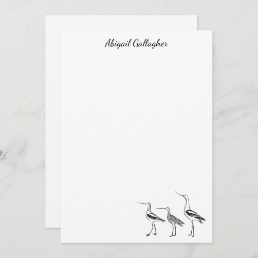 Tekening van vogelkunst in zwart-wit, gepersonalis notitiekaartje (Voorkant / Achterkant)