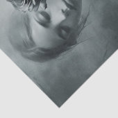 Tekening van Vrouw met Roos - Decoupage - Tissuepapier (Detail)