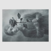 Tekening van Vrouw met Roos - Decoupage - Tissuepapier (Voorkant)