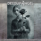 Tekening van Vrouw met Roos - Decoupage - Tissuepapier