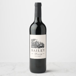 tekening van wijnbereidingsdouane wijn etiket
