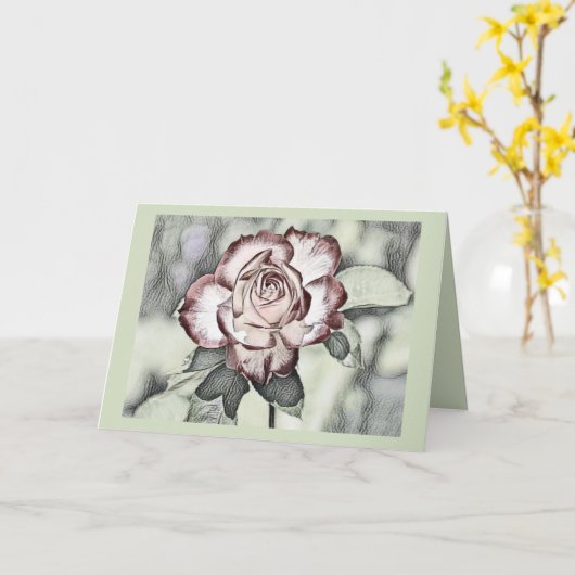  Tekening van wit, wazig, rode roos Kaart (Gele Bloem)