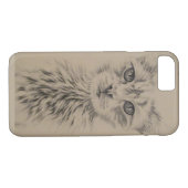 Tekening van witte kat op telefoongeval Case-Mate iPhone case (Achterkant (Horizontaal))