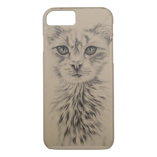 Tekening van witte kat op telefoongeval Case-Mate iPhone case (Achterkant)