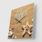 tekening van zeespalen op zand vierkante klok (Hoek)