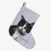 Tekening van zwart-wit en vloeibaar kat grote kerstsok (Voorkant (Hangend))