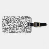 Tekening van zwart-wit konijn Modern Animal Custom Bagagelabel (Voorkant horizontaal)