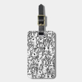Tekening van zwart-wit konijn Modern Animal Custom Bagagelabel (Voorkant verticaal)
