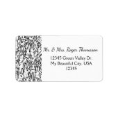 Tekening van zwart-wit konijn Modern Animal Custom Etiket (Voorkant)