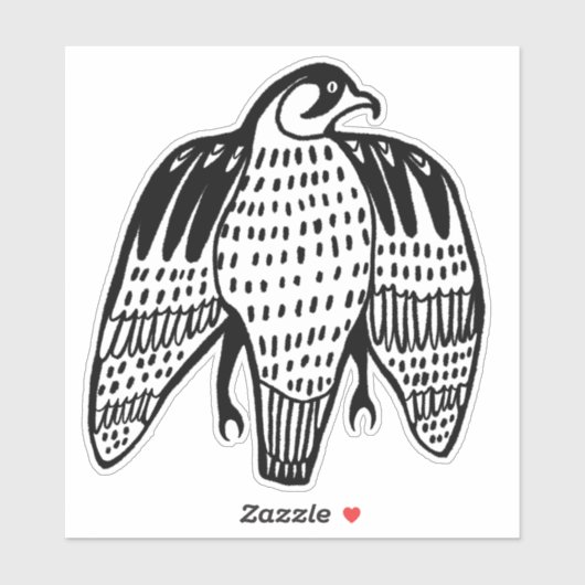 Tekening van zwarte valk sticker (Vel)