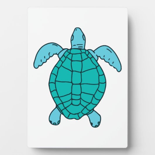 Tekening van zwemmende zeeschildpad fotoplaat (voorkant)