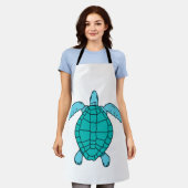 Tekening van zwemmende zeeschildpad schort (Gedragen)