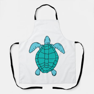 Tekening van zwemmende zeeschildpad schort