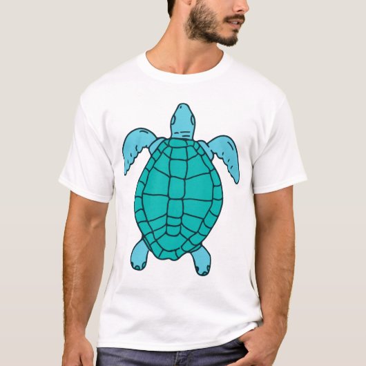 Tekening van zwemmende zeeschildpad t-shirt (Voorkant)