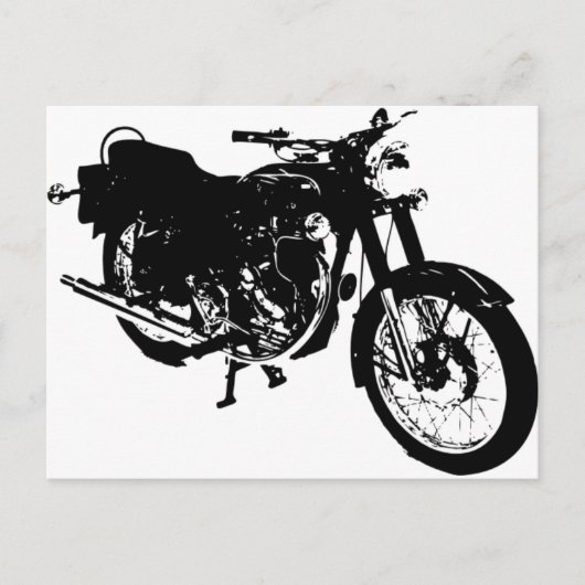 Tekening zwarte en witte motorfiets briefkaart (Voorkant)