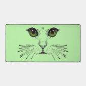 Tekening Zwarte Kat Gezicht Intense Groene Ogen Wh Bureaumat (Voorkant)