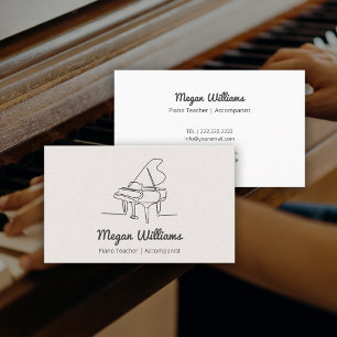 Tekeningen Grote Piano Docent Muziekles Visitekaartje