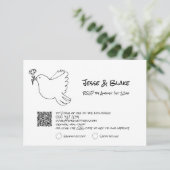 Tekeningen Huwelijk in Zwart en Wit RSVP Kaartje (Staand voorkant)