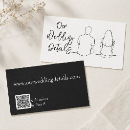 Tekeningen Koppel RSVP Huwelijk Budget QR Code Visitekaartje