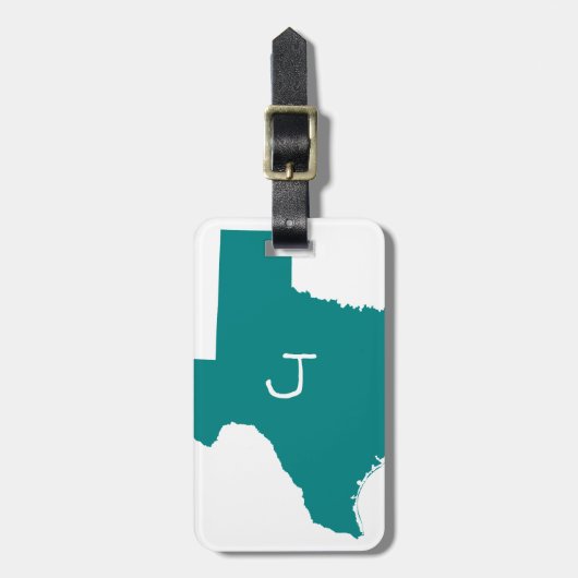 Tekeningen met initiaal in het Turkoois Texas Bagagelabel (Voorkant verticaal)