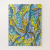 Tekeningen met turquoise-gele abstracte kronkels legpuzzel (Verticaal)