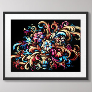 Tekeningen Pastel Abstracte Bloemrijke Versiering Poster