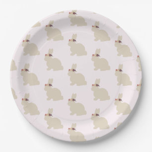 Tekeningen servetten met konijn met bloemen hoofdb papieren bordje