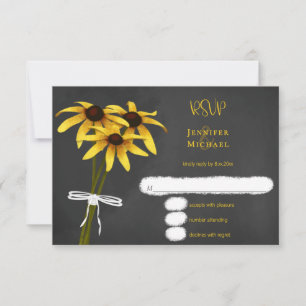 Tekeningen van Black Eyed Susan-krijt met wilde bl RSVP Kaartje