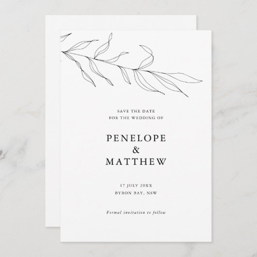 Tekeningen van blad Bruiloft Uitnodiging (Voorkant / Achterkant)