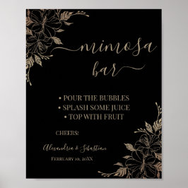 Tekeningen van bloemen Mimosa Bar Bruiloftssalon b Poster