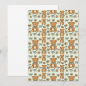 Tekeningen van Coquette Teddyberen Naadloos Patroo Kaart (Voorkant / Achterkant)