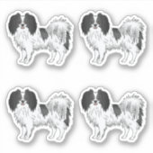 Tekeningen van Cute Black en White Phalène Dog Car Sticker (Voorkant)