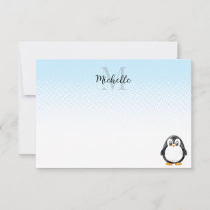 Tekeningen van Cute Pinguïn met op maat gemaakt mo Notitiekaartje