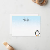 Tekeningen van Cute Pinguïn met op maat gemaakt mo Notitiekaartje (Voorkant / Achterkant in situ)