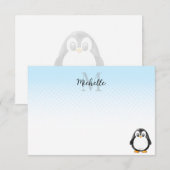 Tekeningen van Cute Pinguïn met op maat gemaakt mo Notitiekaartje (Voorkant / Achterkant)