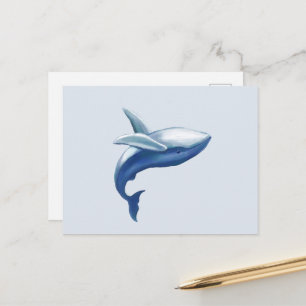 Tekeningen van een knollebultrugwalvis die uit het briefkaart