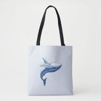 Tekeningen van een knollebultrugwalvis die uit het tote bag