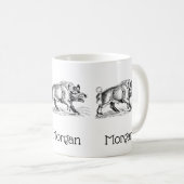 Tekeningen van een oud everzwijn zwart-wit #2 koffiemok (Voorkant rechts)