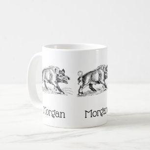 Tekeningen van een oud everzwijn zwart-wit #2 koffiemok