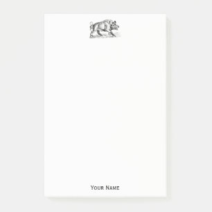 Tekeningen van een oud everzwijn zwart-wit #2 post-it® notes