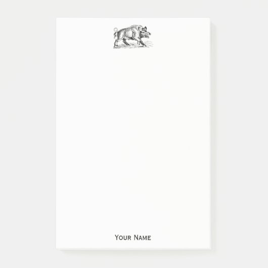 Tekeningen van een oud everzwijn zwart-wit #2 post-it® notes (Voorkant)