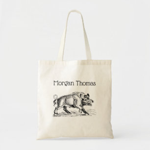 Tekeningen van een oud everzwijn zwart-wit #2 tote bag