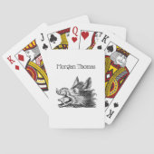 Tekeningen van een oud everzwijnenhoofd zwart-wit speelkaarten (Achterkant)