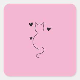 tekeningen van een schattig katje met een roze ach vierkante sticker