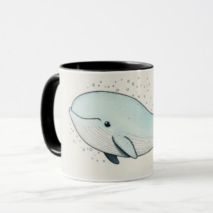 Tekeningen van een schattige cartoon walvis mok