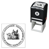 Tekeningen van een vintage wilde zwijnenkop BW Zelfinktende Stempel (In situ)